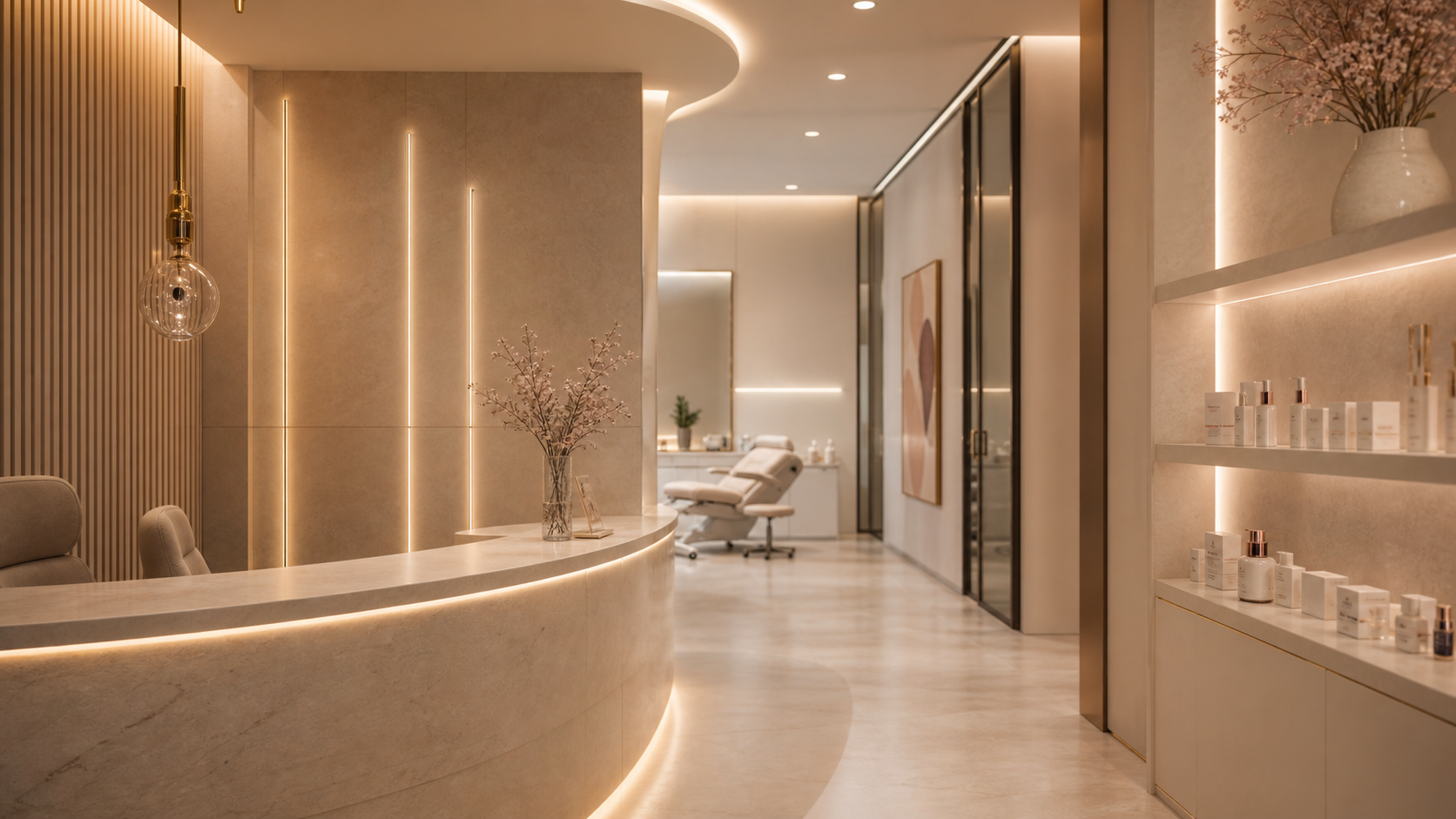 Premium calm treatment room for aesthetic care